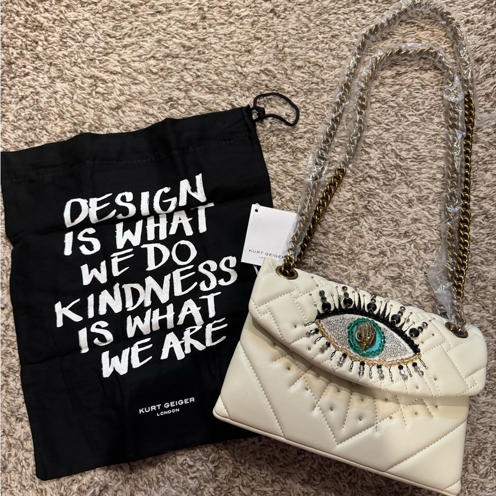 Kurt Geiger Mini Kensington Evil Eye
Crossbody Bag Cream White Beaded NEW NWT